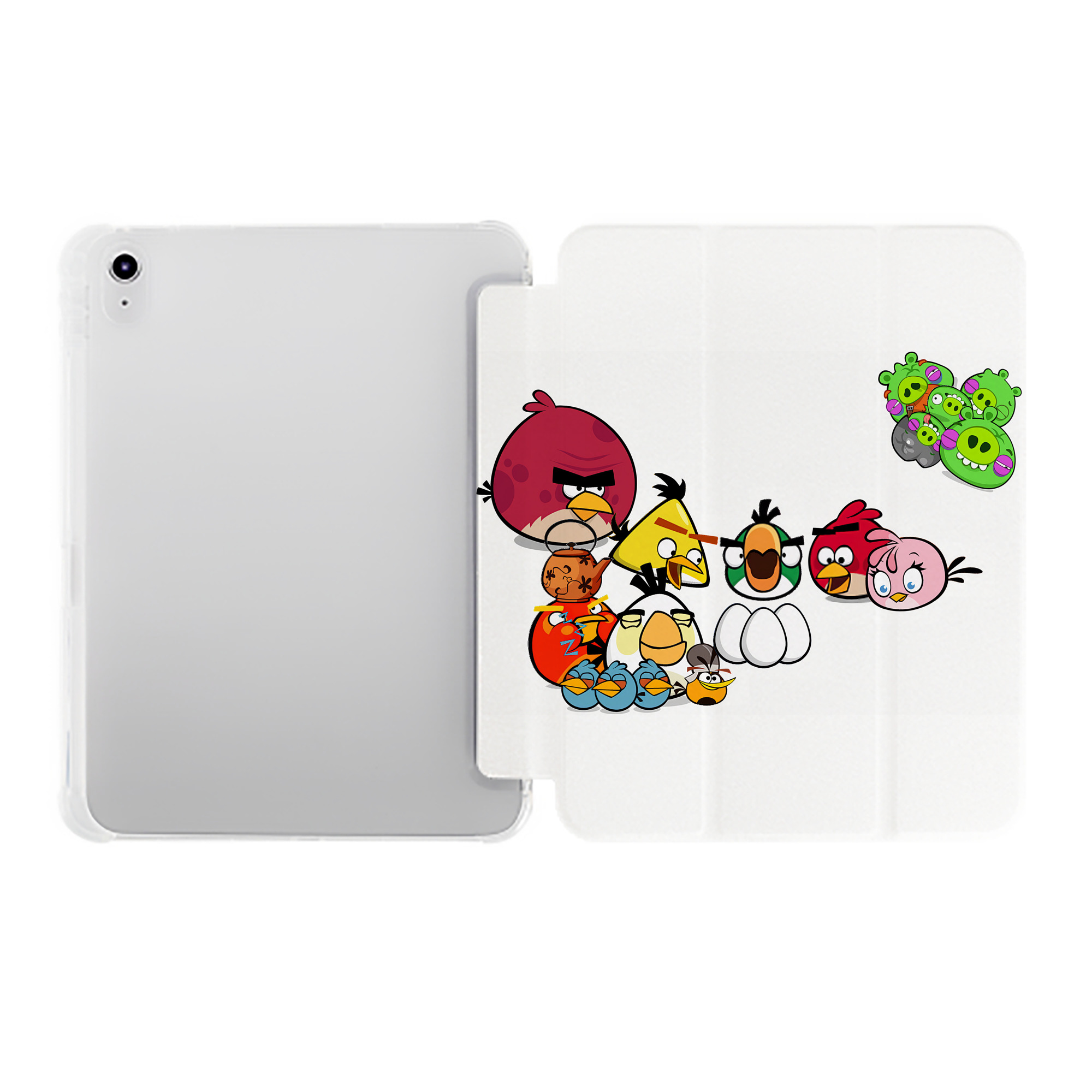 （画像用） Angry Birds アングリーバード IPad ケース ペン収納付き 三つ折りスタンド PUレザー×シリコン 対応機種9.5/10.5/10.9インチ